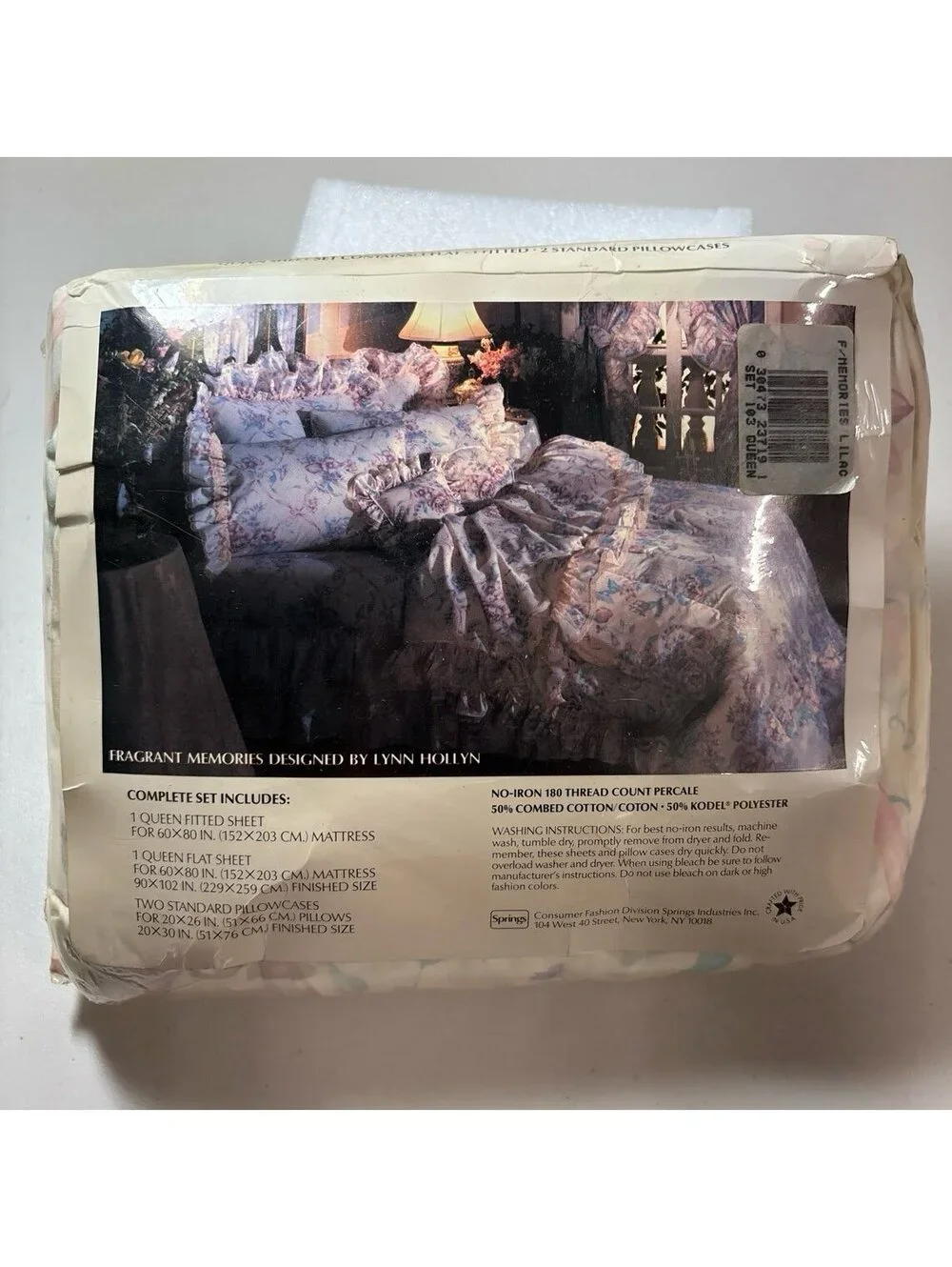 Vintage Springmaid Queen Sheet Set Fragrant Memories Lynn Hollyn Lilac Sealed